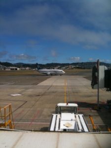 Grandma and Granddad's plane touches down