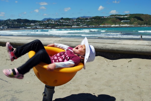 Sophie at Lyall Bay playground - Photo by Rob