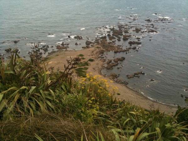 Beach below