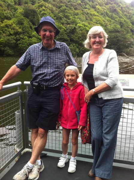 Charlotte with Grandma and Granddad at Zealandia